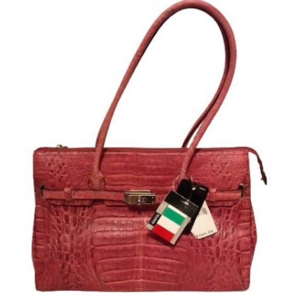 Vintage Wilson’s Italian Leather Crocodile Embossed Handbag (3) Vibrant Colors
